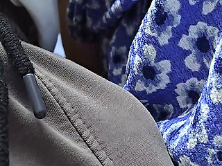 Dirty Guys Slide His Dick Under Her Dress on Subway and Cums Hard
