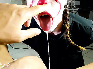 Halloween IT girl swallows all cum – April BigAss amateur teen POV blowjob
