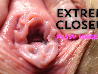 Extreme Closeup Pussy Fingering