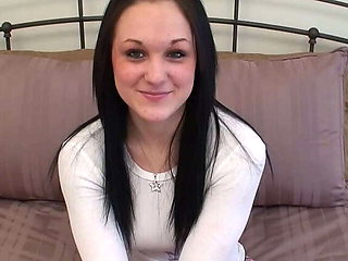 New to cock-sucking: Brunette teen with curvaceous figure and firm tits gives POV blowjob in casting audition