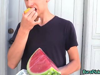 Straight twink picked up and fucked in a public van on the street in POV