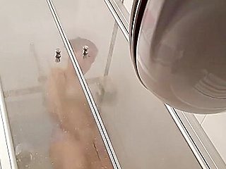 Spying my moms friend who stays over night SHOWERING NAKED PUSSY FIRM BODY