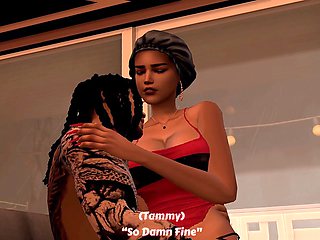 Ebony, fellatio, cartoon