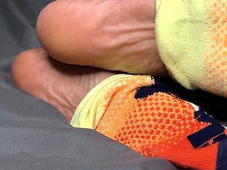 Ebony Girl Does Star Wars Sock Removal to Show off Her Feet