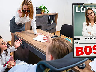 Boss Catches Clerk Fucking In Office And Joins Hardcore Sex