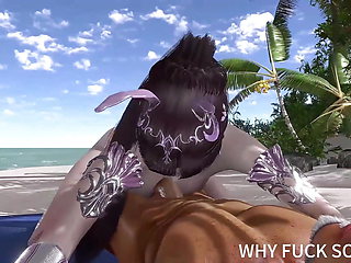 3D Sexy Cosplay Asian Model Cheating with Big Dick on the Beach