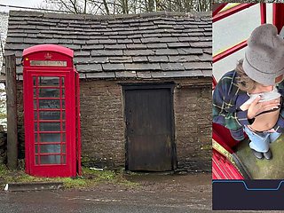 Cumming Hard in Public Red Telephone Box with Lush Remote Controlled Vibrator in English Countryside