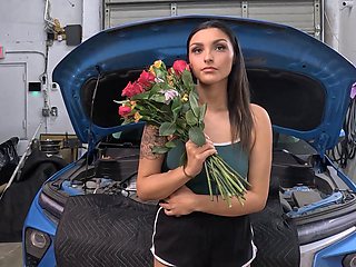 Alexa's sleek curves and Gi's throbbing member in a steamy garage fuckfest