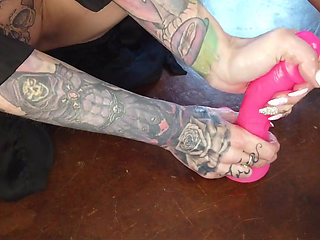 Handjob to a Dildo
