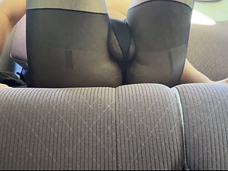 Masturbating in pantyhose inside the car