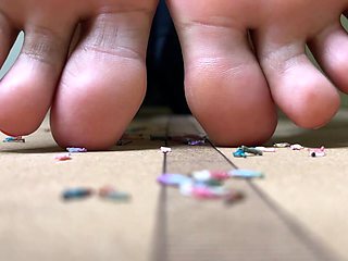 Giantess Smashing Little People on Yoga Mat