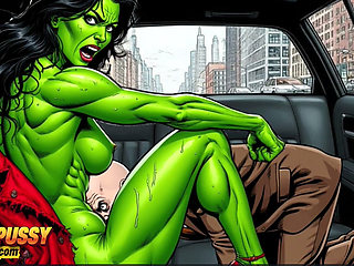 Horny Bitch Gets Her Dose of Sexual Pleasure in a Taxi. Cartoon Comic