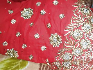 First Marriage Anniversary Wife Fucked in Red Suit Salwar and Wife Riding on the Dick