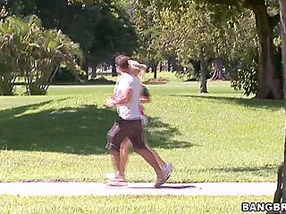Cute amateur blonde Anamarie gets pulled over in the park