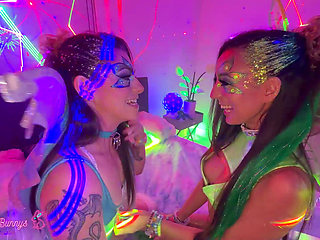 Sasha Tatcha And Tiny Rhea Flutter Into Brian's Room For Rave Sex!