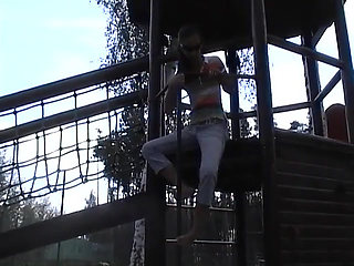 Brunette amateur teen sucking and fucking outdoors