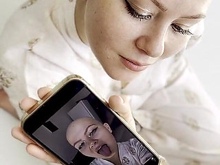 Cumtribute Bald Girl Cleanup Her Phone After
