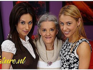 Nikky Thorne And Tattooed Teen In Naughty Grandma Having Fun With Her 2 Stepdaughters