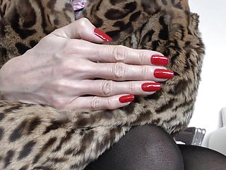 Red Claw Fingernails and Fur Jacket