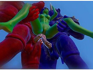 Furry Monsters And Alien Double Anal Squirting Orgasm