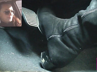 Driving Fast in Black Suede Knee High Boots