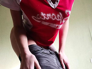 Skinny Brunette Teen Masturbates to Neighbor Making Coffee - Risky Solo Orgasm in Apartment