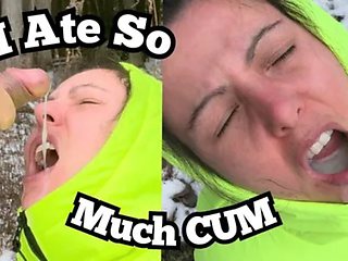Mouthful Of Hot Creamy Cum & on Puffy Jacket