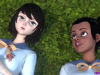 Interracial Lesbians College Sex Break - 3D Hentai