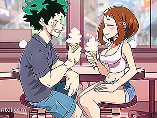 Uraraka x Deku: Accidental Pussy Creampie on the First Date (Anime Hentai)