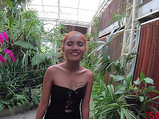 Asian seductress teases with flowing locks and petite breasts in POV closeup