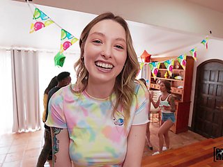birthday party turned into blowjob party by two hot babes