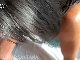 POV Brazilian Trans Ass Spread Close-up - She Sucks My Thick Cock Then Takes It Deep, Double Cock Comparison & Creampie