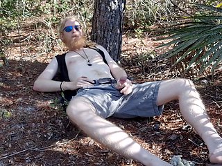 Bearded, risky public nudity, nudist