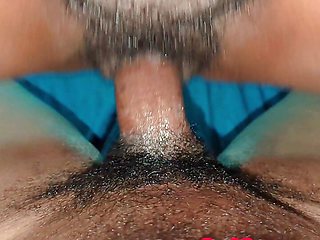 African babe has hairy pussy mounted on my big cock to fuck.