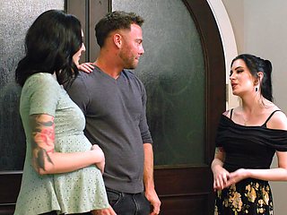 Wife's naughty plan: Brunettes Seth & Anna seduce Charlotte in lacy lingerie