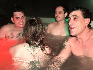 Hot Jacuzzi Orgy with 3 Latina Teens - Yael Stc & Keila Bassi Foursome Fuck