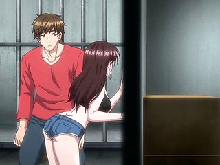 Threesome busty MILF blows guard rough and gets filled deep