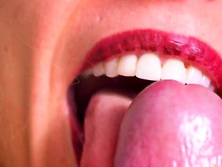 Sensual tongue teasing blowjob