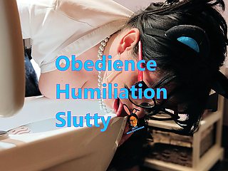 Slave slut toilet licking, humiliation