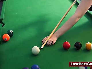 A Busty Couple Playing Strip Billiards, Which Turns Naughty Quick