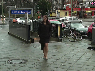 Hot girl gets bound by lover on the streets