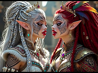 Beautiful Elves Princess Kissing, Ai Animation