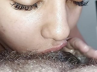 bubbling a lot spit all over the hard cock in a hot and extreme blowjob