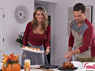 Kyle Mason and Cassie Lenoir Ignite Holiday Temptation in Steamy Family Swap Scene with Busty Blonde