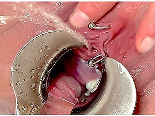 Perv-mom In Strong Stream Pee From My Spread Out Pussy By Speculum