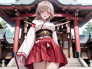 Forbidden Contrast Between Shrine & Bedroom, Wet Secrets Under Red & White Kimono.