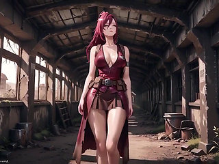 Forbidden Contrast Between Ruins and Bedroom, Bare-chested Laziness, Finger Teasing Lips-who Breaks First?