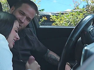 Stepdad Fingers Naughty Stepdaughter on Their Way Home From College