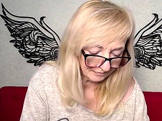 Blonde amateur MILF with glasses chatting on webcam show