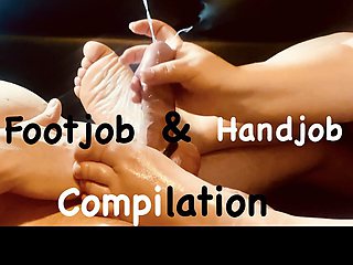 Footjob and Handjob Compilation.